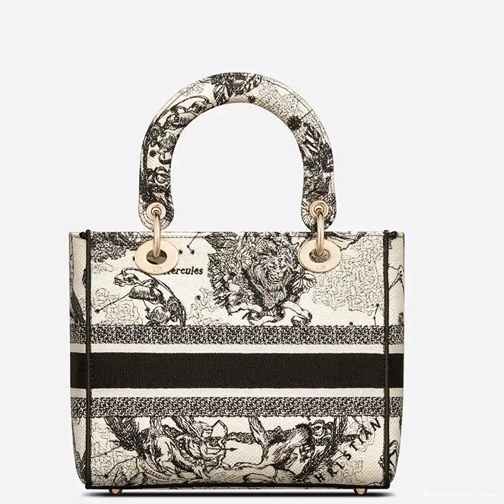 Cheap Motif Medium Jouy Toile D-lite Lady Canvas Bag White Zodiac de 0412 Hot Sale